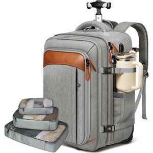Expandable Wheeled Backpack - Airline Approved with USB Port & 3 Packing Cubes